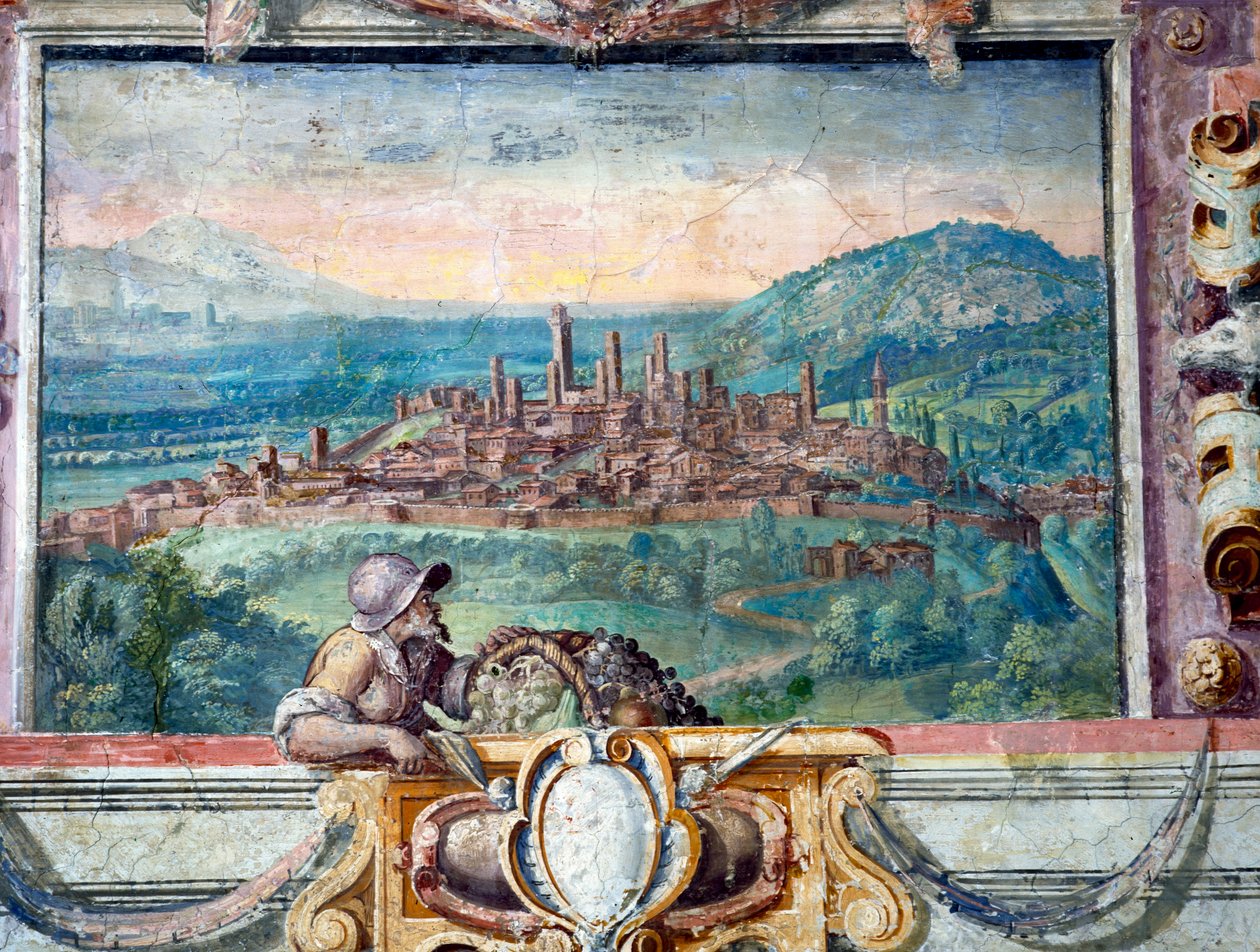 Schlafzimmer (Detail des Frieses mit Städten unter Medici-Herrschaft, San Gimignano) von Bartolomeo Ammannati