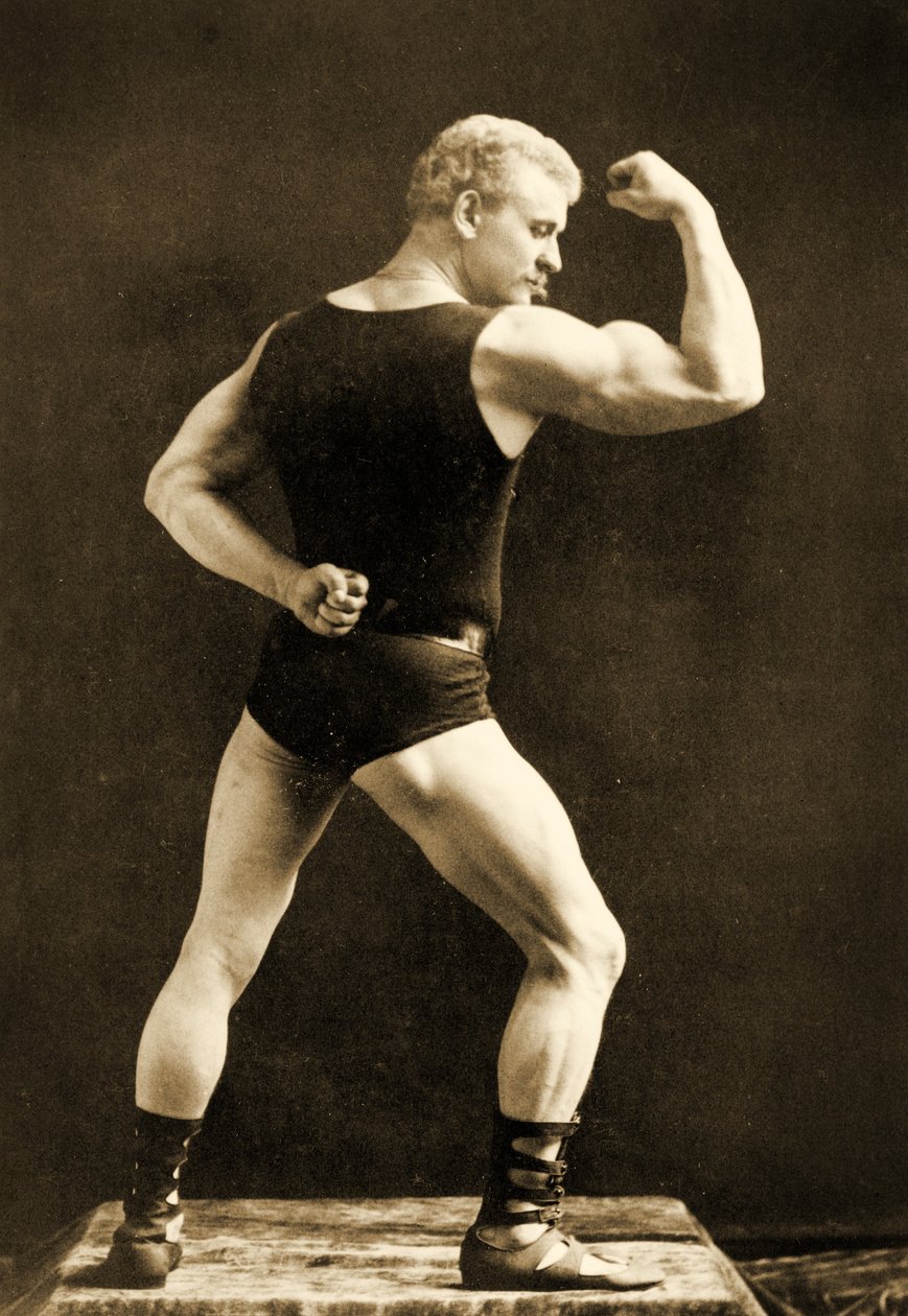 Eugen Sandow, in klassischer antiker griechisch-römischer Pose, ca. 1893 von Napoleon Sarony