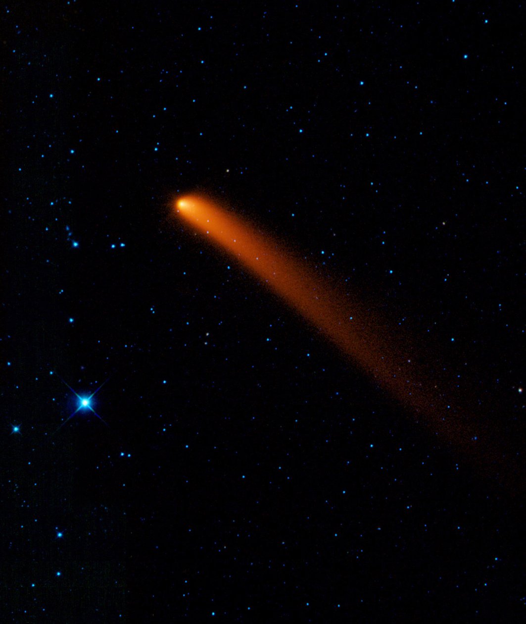 Infrarotbild des Kometen Siding Spring (C2007 Q3), entdeckt 2007 von Beobachtern in Australien. Wissenschaft Astronomie von National Aeronautics and Space Administration National Aeronautics and Space Administration