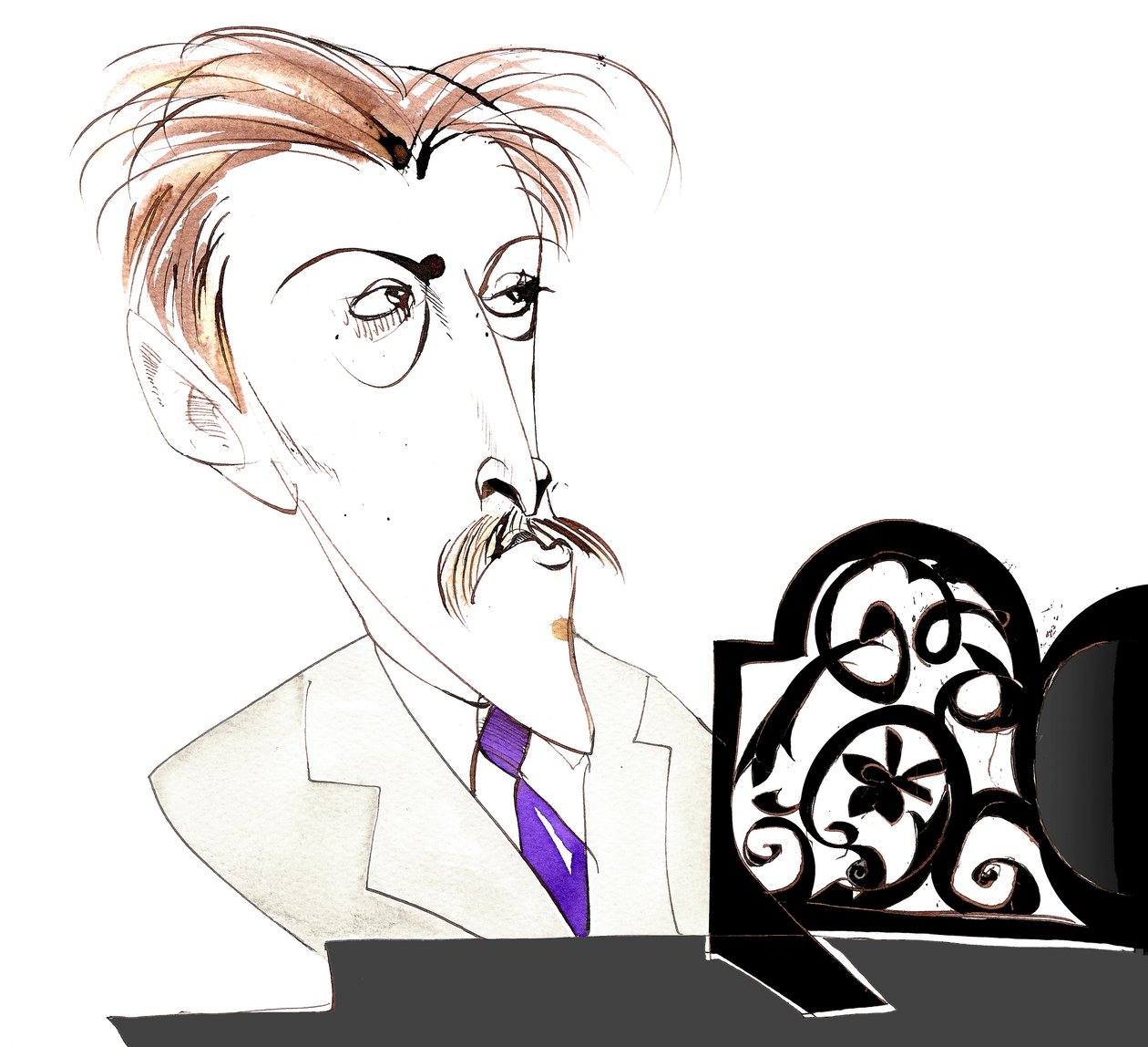 Arthur Bliss, englischer Komponist und Dirigent (1891-1975); Karikatur von Neale Osborne