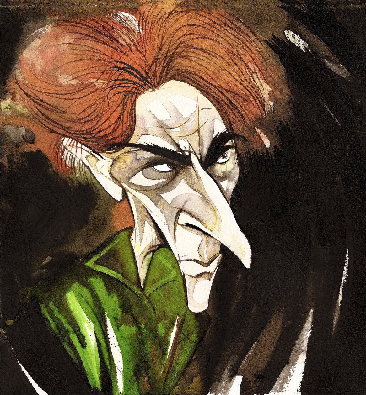Ernest Thesiger, englischer Schauspieler (1879-1961); karikiert als Doktor Septimus Pretorius aus dem Film Die Braut von Frankenstein (1935, Regie: James Whale) von Neale Osborne