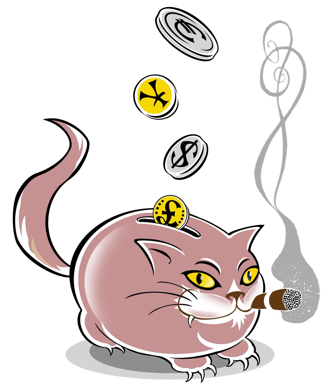 Fetter Kater Sparschwein - allegorische Illustration der Finanzkrise von Neale Osborne