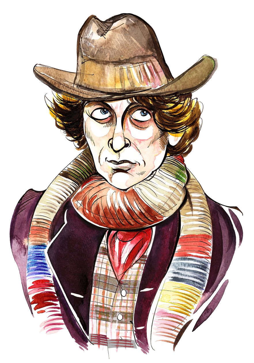 Tom Baker als Doctor Who in der BBC-Fernsehserie Doctor Who von Neale Osborne