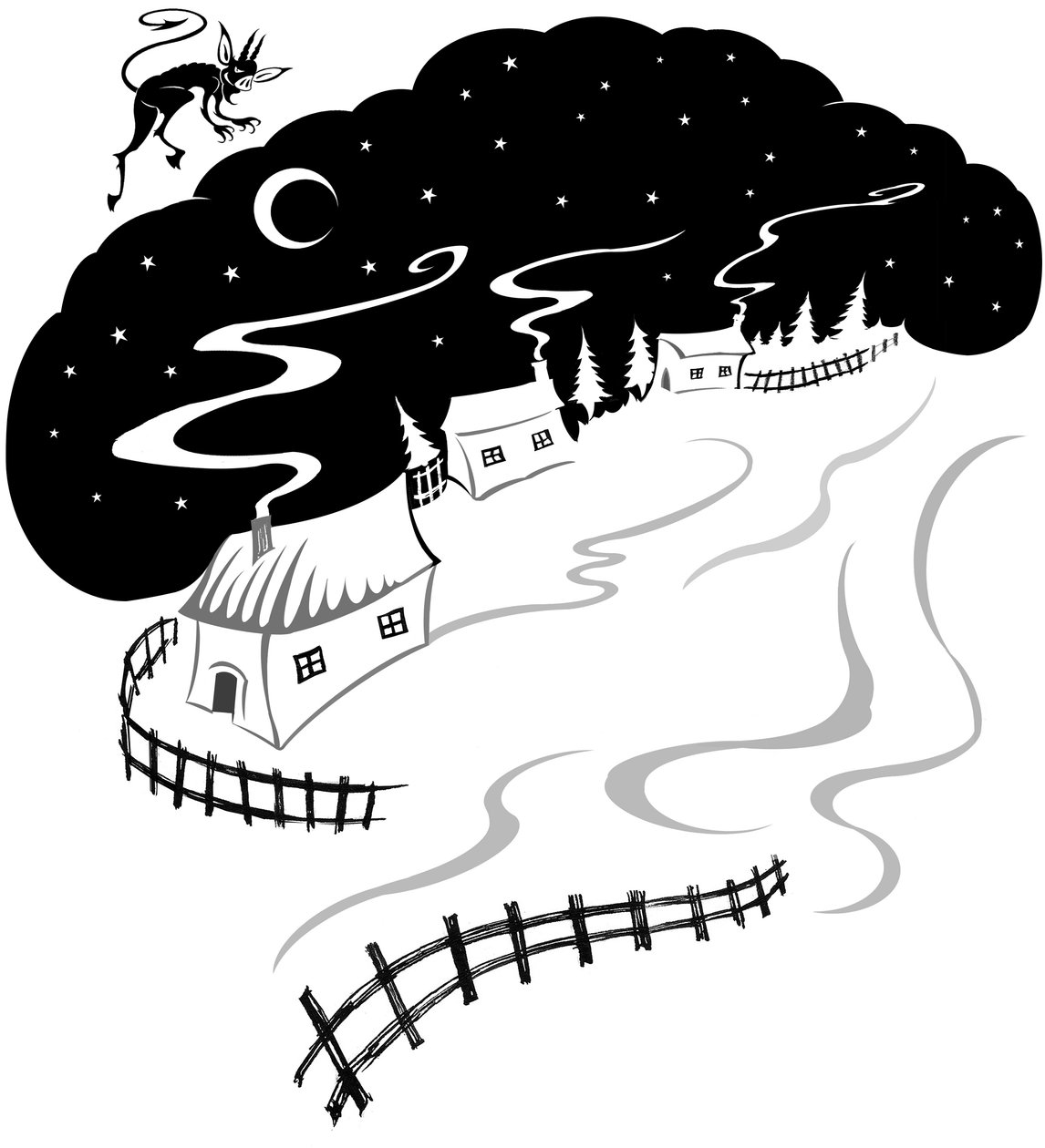 Verschneites Dorf, 2022 von Neale Osborne