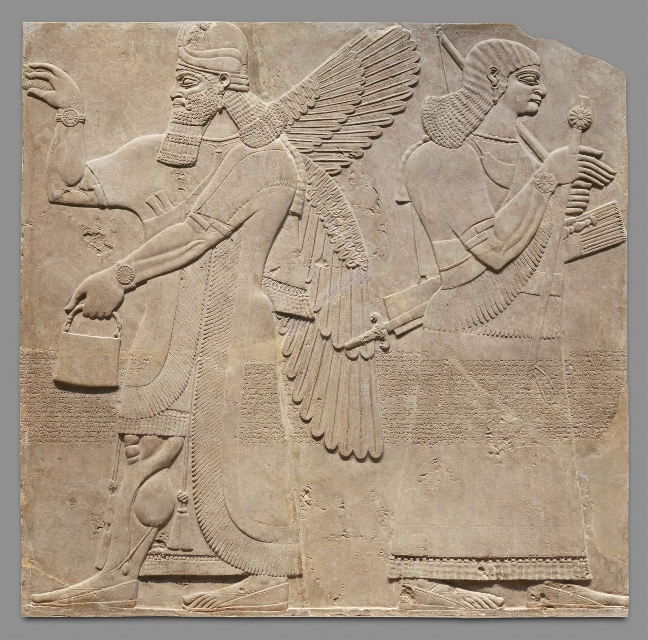 Relieftafel eines Wächters und Eunuchen, ca. 883-59 v. Chr. (Gipsalabaster) von Neo Assyrian