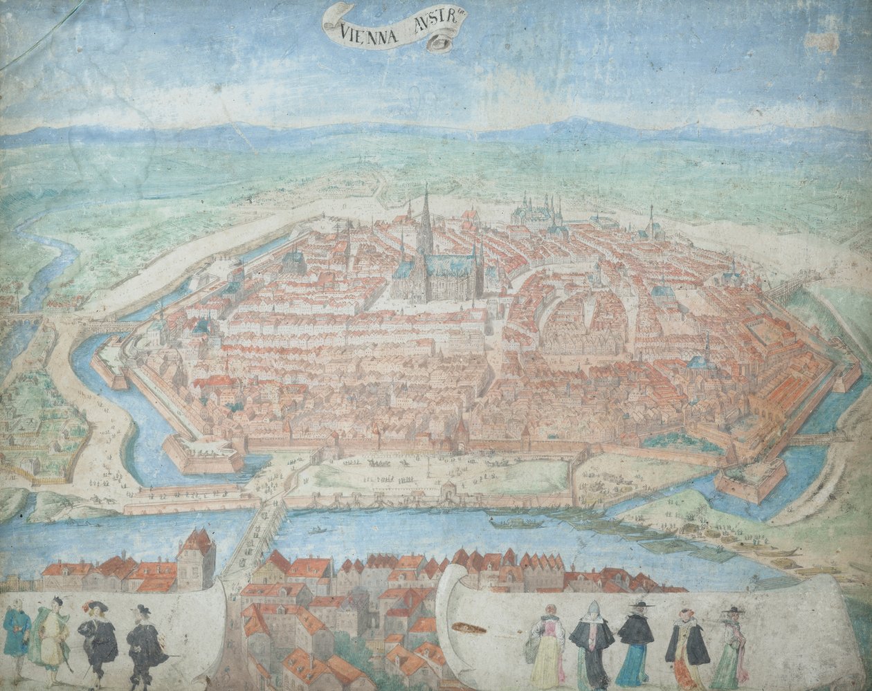 Ansicht von Wien aus der Vogelperspektive von Leopold Blonder