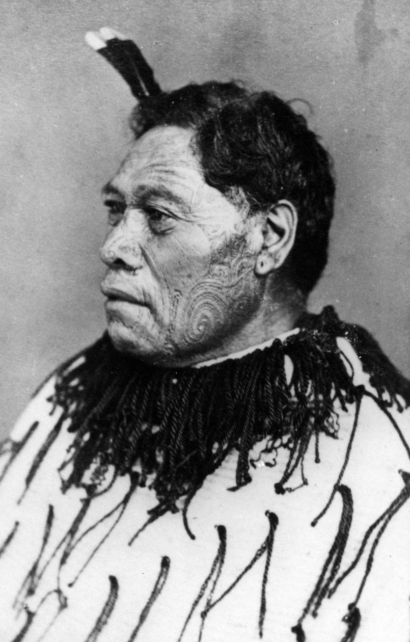Porträt eines Maori-Mannes, vor 1880 von New Zealander Photographer