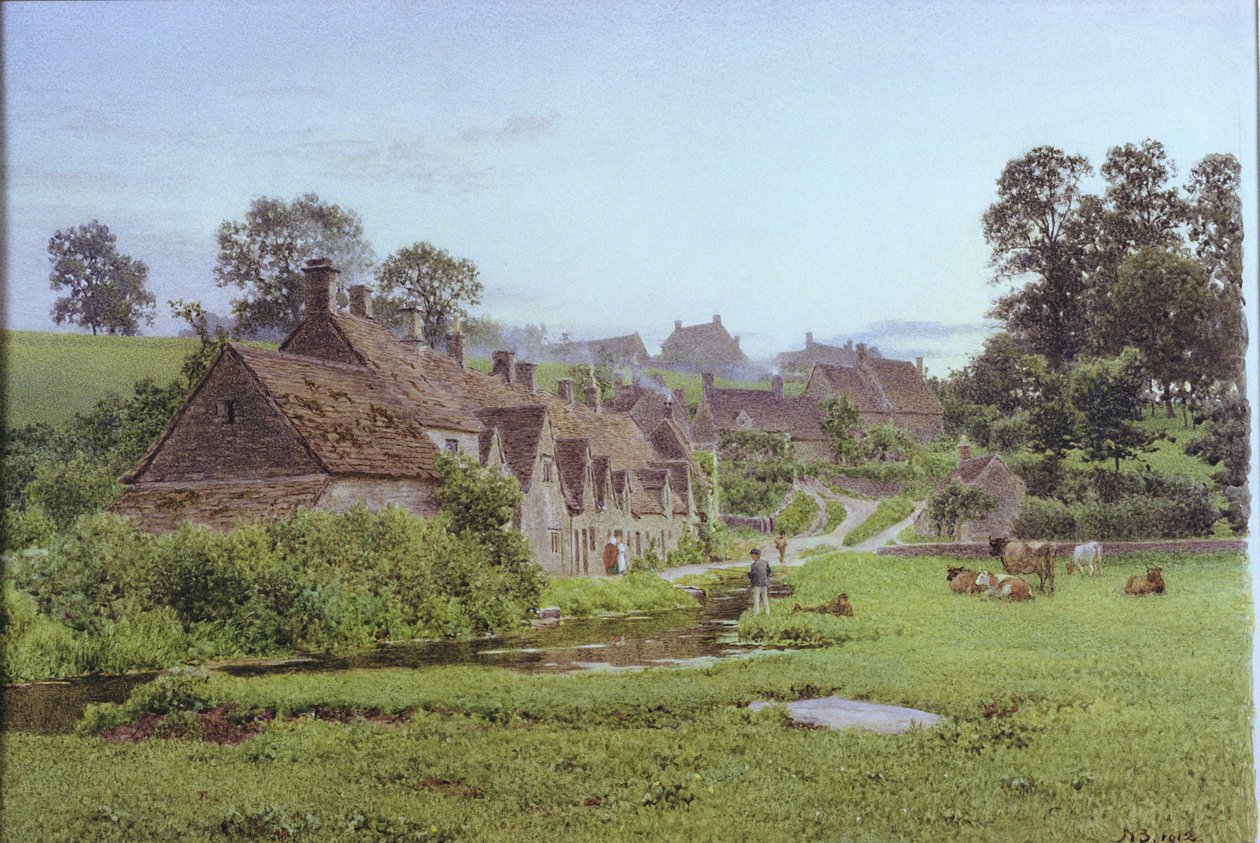 Abend in Arlington Row, Bibury, Gloucestershire von Newton Bennett