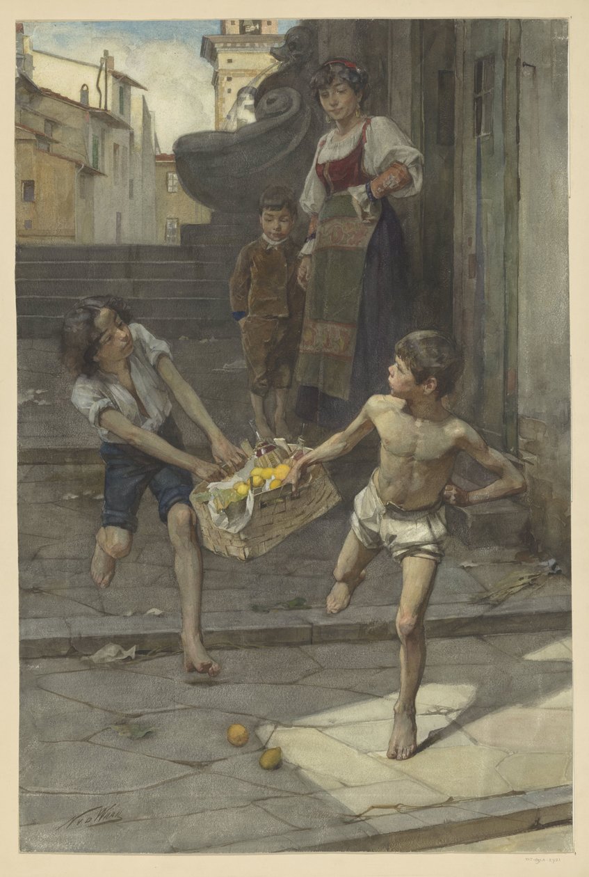 Straßenszene in einer italienischen Stadt von Nicolaas van der Waay