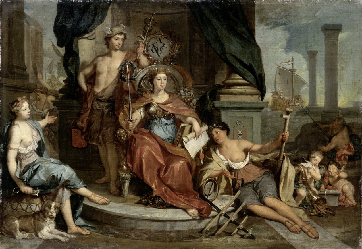 Apotheose der Niederländischen Ostindien-Kompanie (Allegorie der Amsterdamer Handelskammer der VOC), 1702-46 von Nicolaes Verkolje