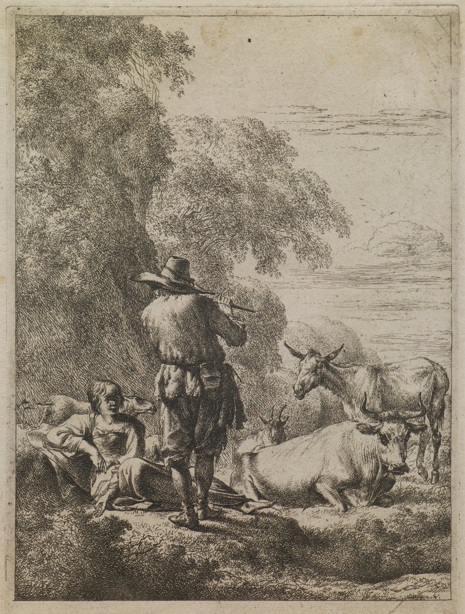 Der Hirte, der die Flöte spielt von Nicolaes Berchem