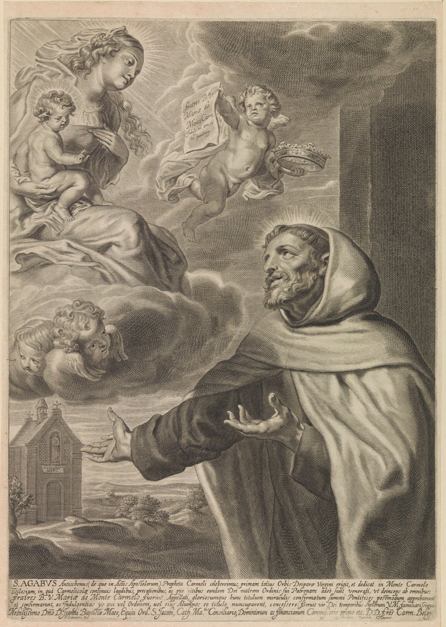 Heiliger Agabus von Jerusalem betet Maria an von Nicolaes Lauwers