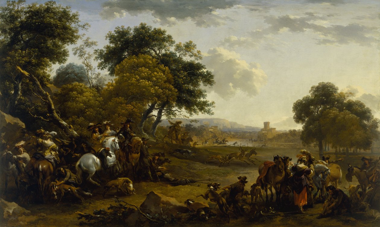 Landschaft mit Jägern von Nicolaes Pietersz. Berchem