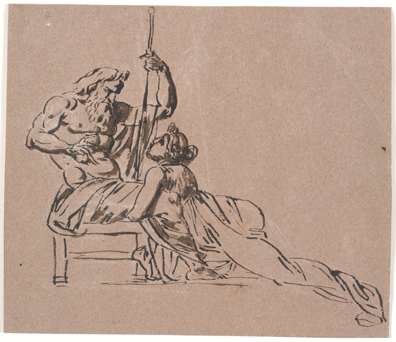 Thetis umarmt flehend Zeus