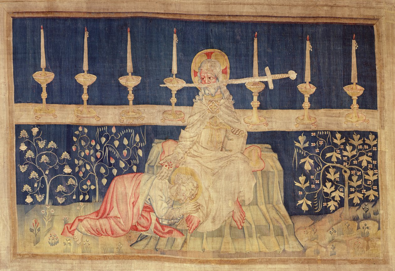 Christus mit dem Schwert, aus dem Apokalypse-Wandteppich von Angers von Nicolas Bataille