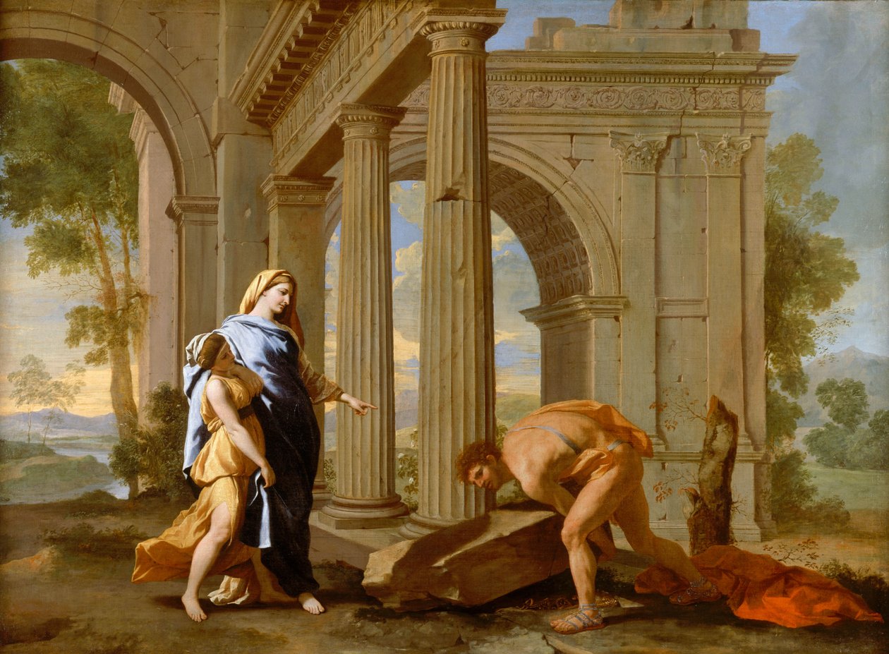 Theseus findet das Schwert seines Vaters von Nicolas Poussin