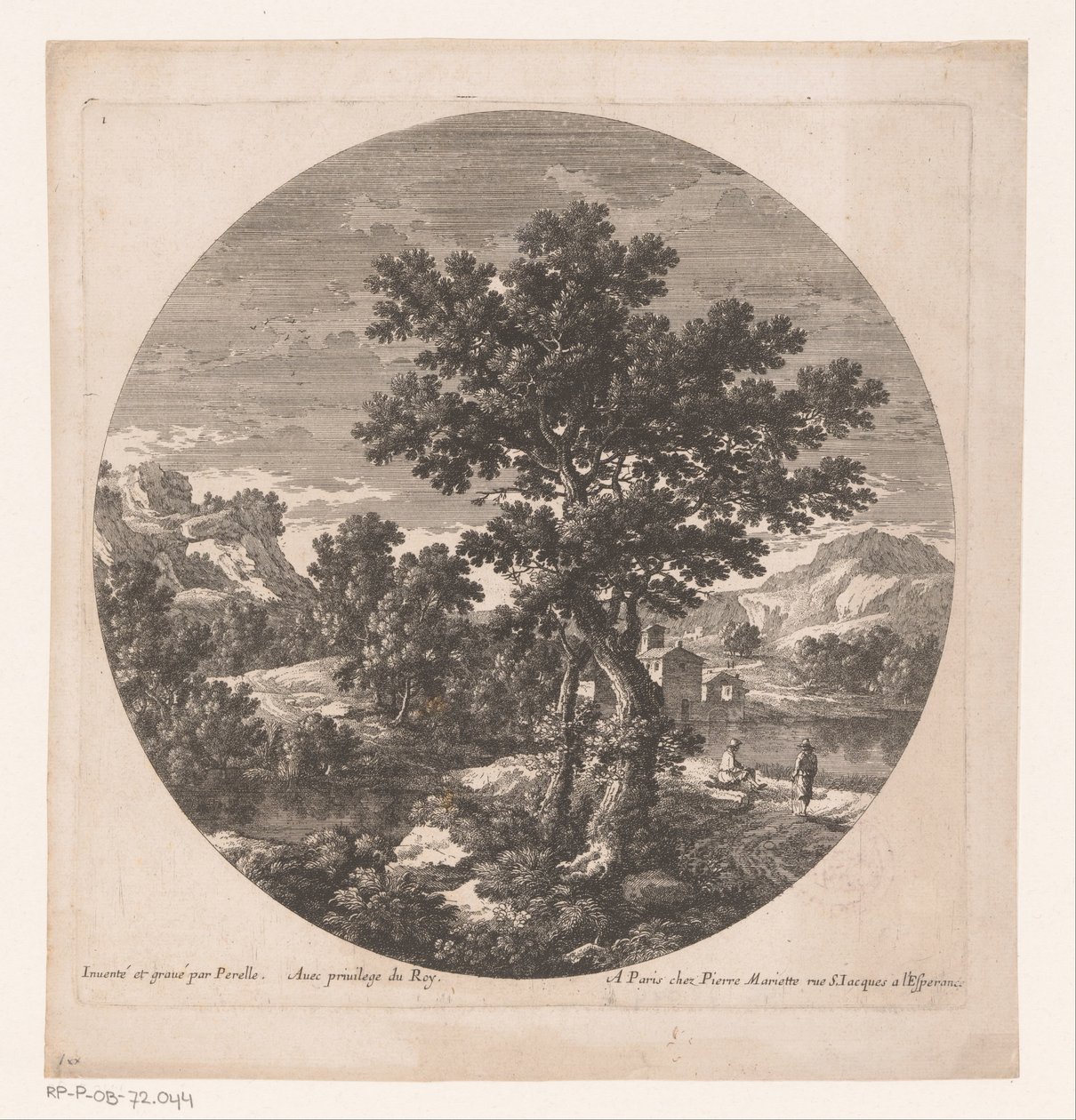 Landschaft mit zwei Männern an einem See von Nicolas Perelle