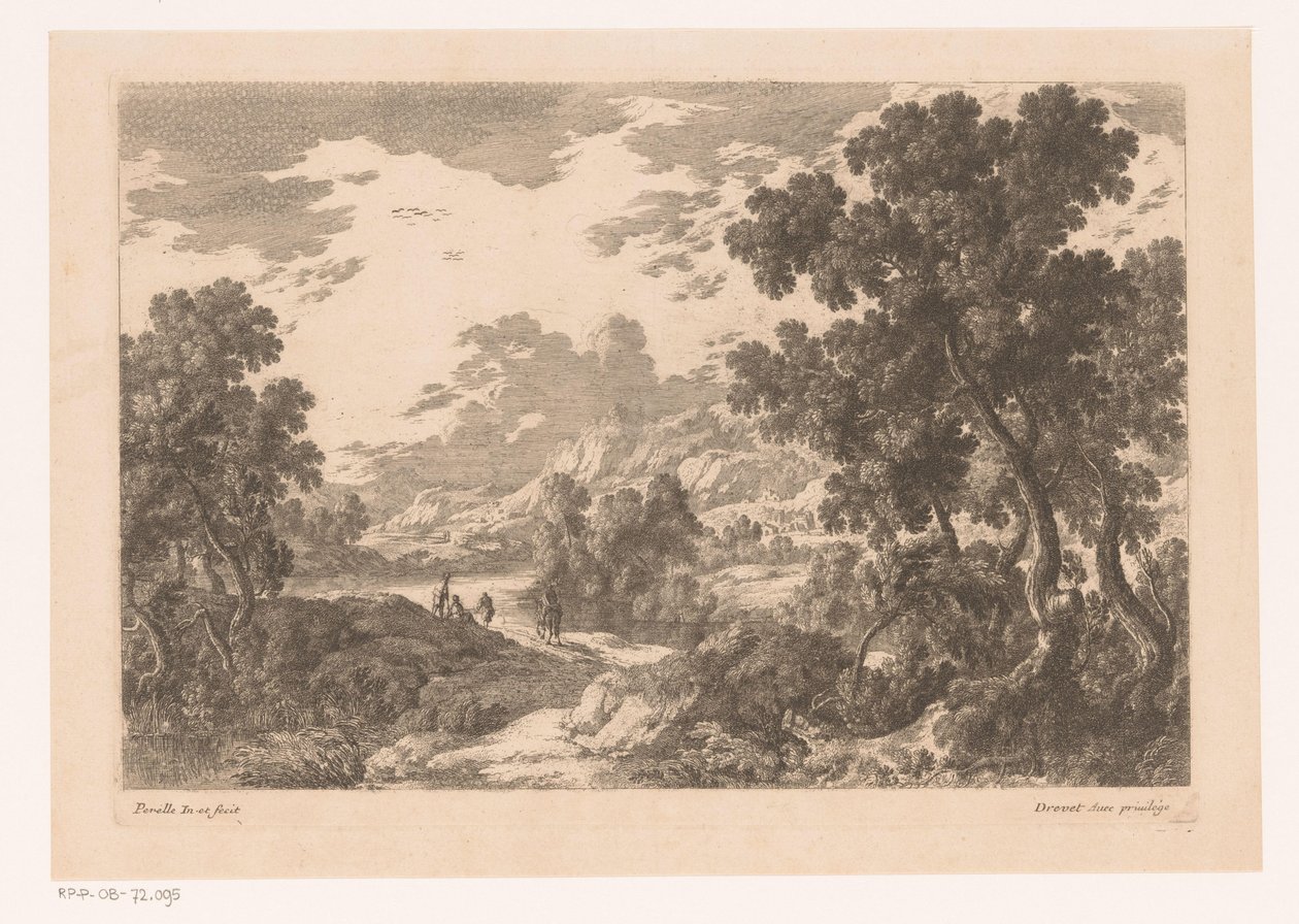 Flusslandschaft mit vier Figuren von Nicolas Perelle