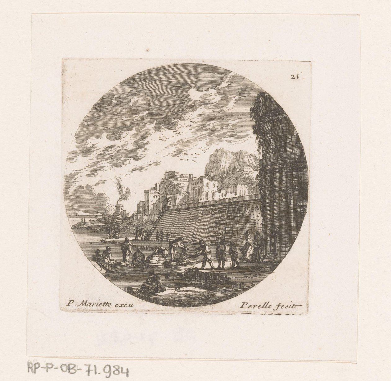 Stadtansicht mit festgemachtem Ruderboot von Nicolas Perelle