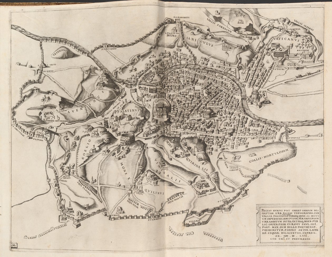 Topographische Karte des antiken Rom von Nicolaus Beatrizet