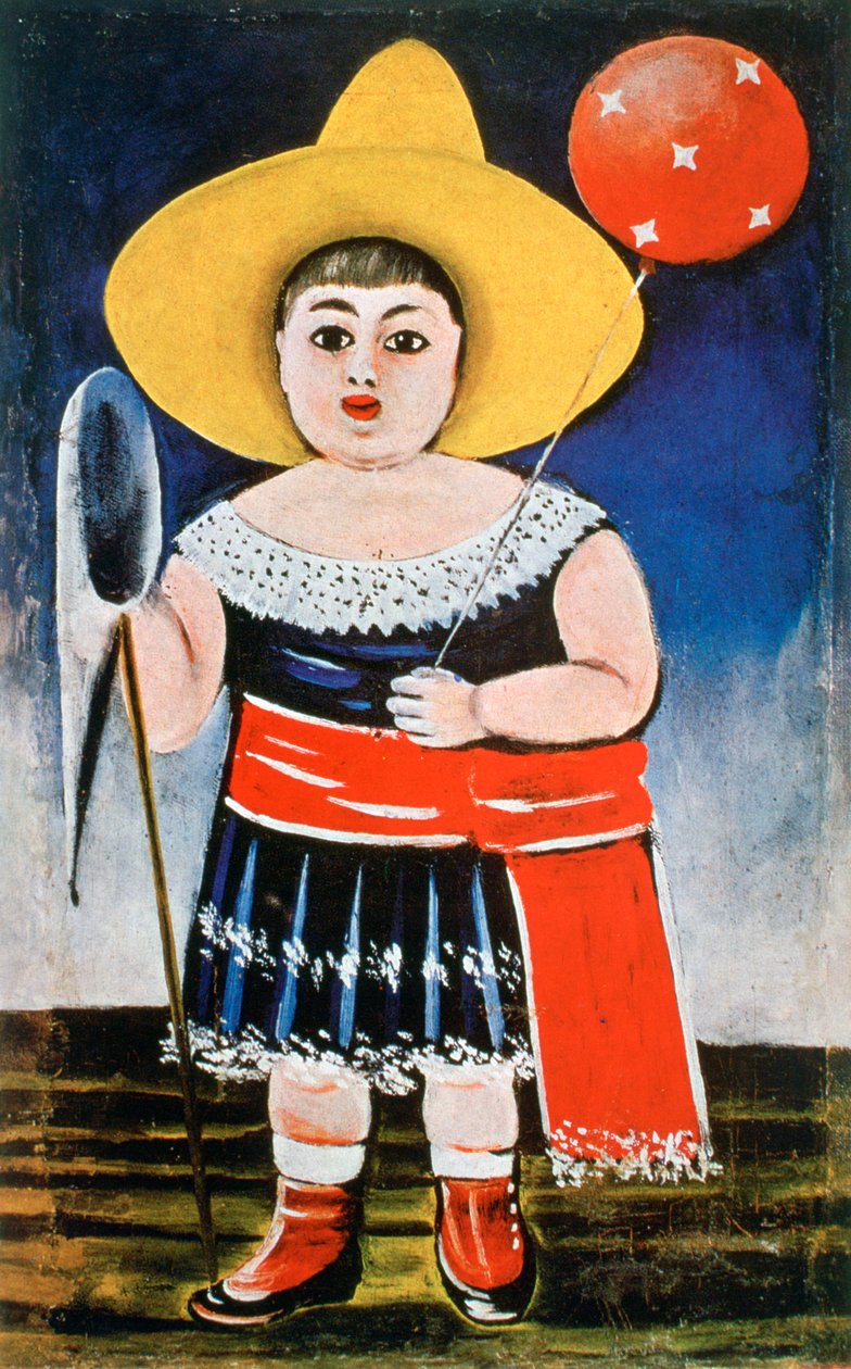 Kleines Mädchen mit einem gemusterten Ballon, ca. 1885-1918 von Niko Pirosmanishvili
