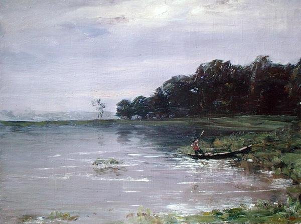 Landschaft mit Boot, Abend von Nikolay Nikanorovich Dubovskoy