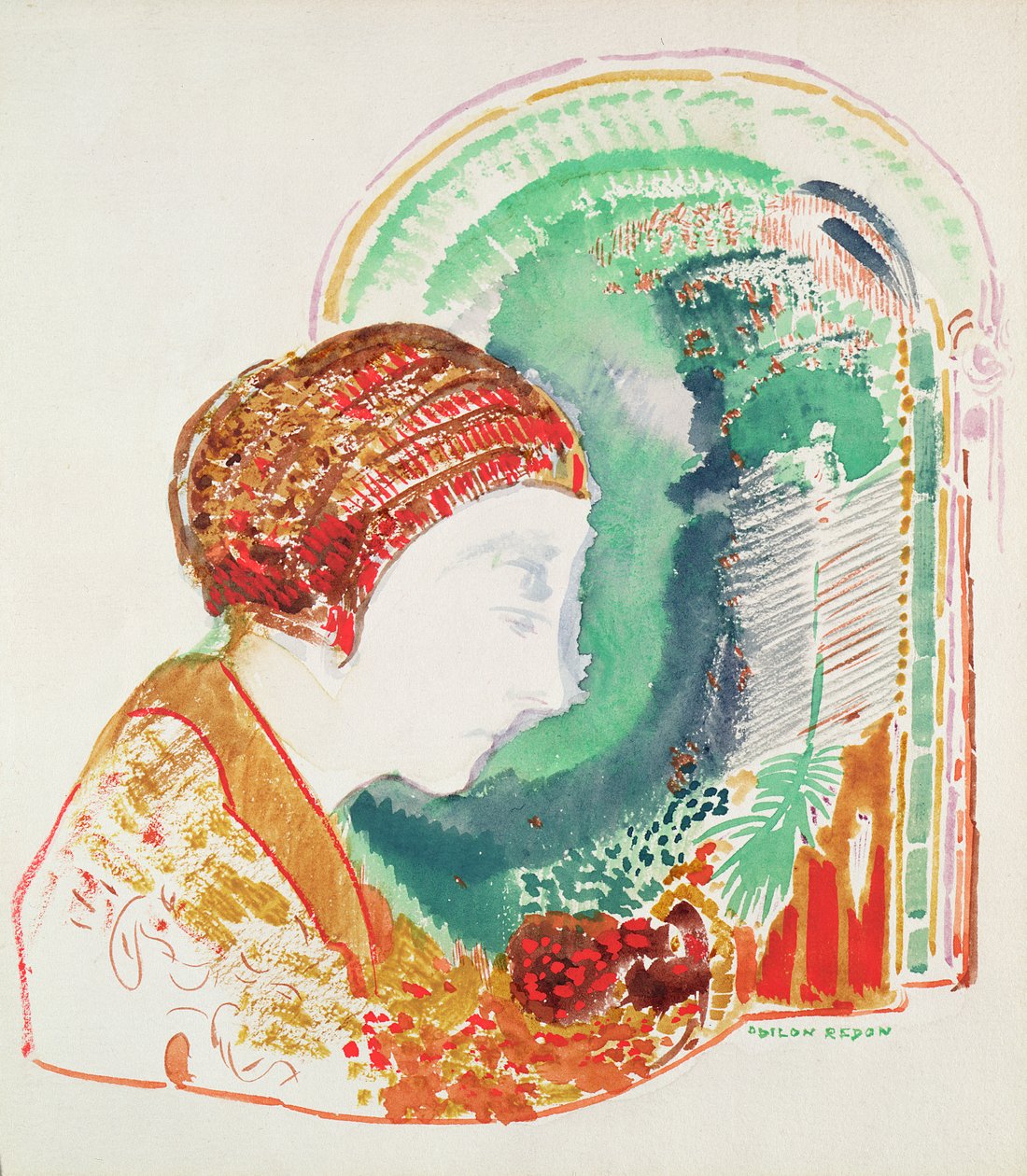 Profil eines jungen Mädchens von Odilon Redon