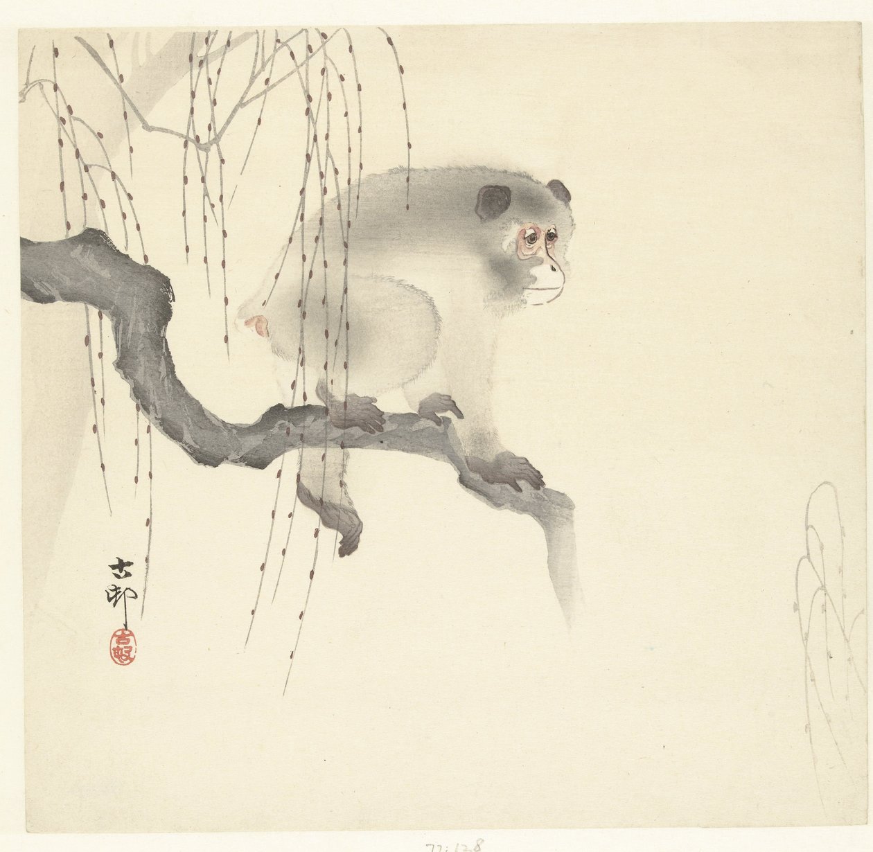Affe auf Baumzweig von Ohara Koson