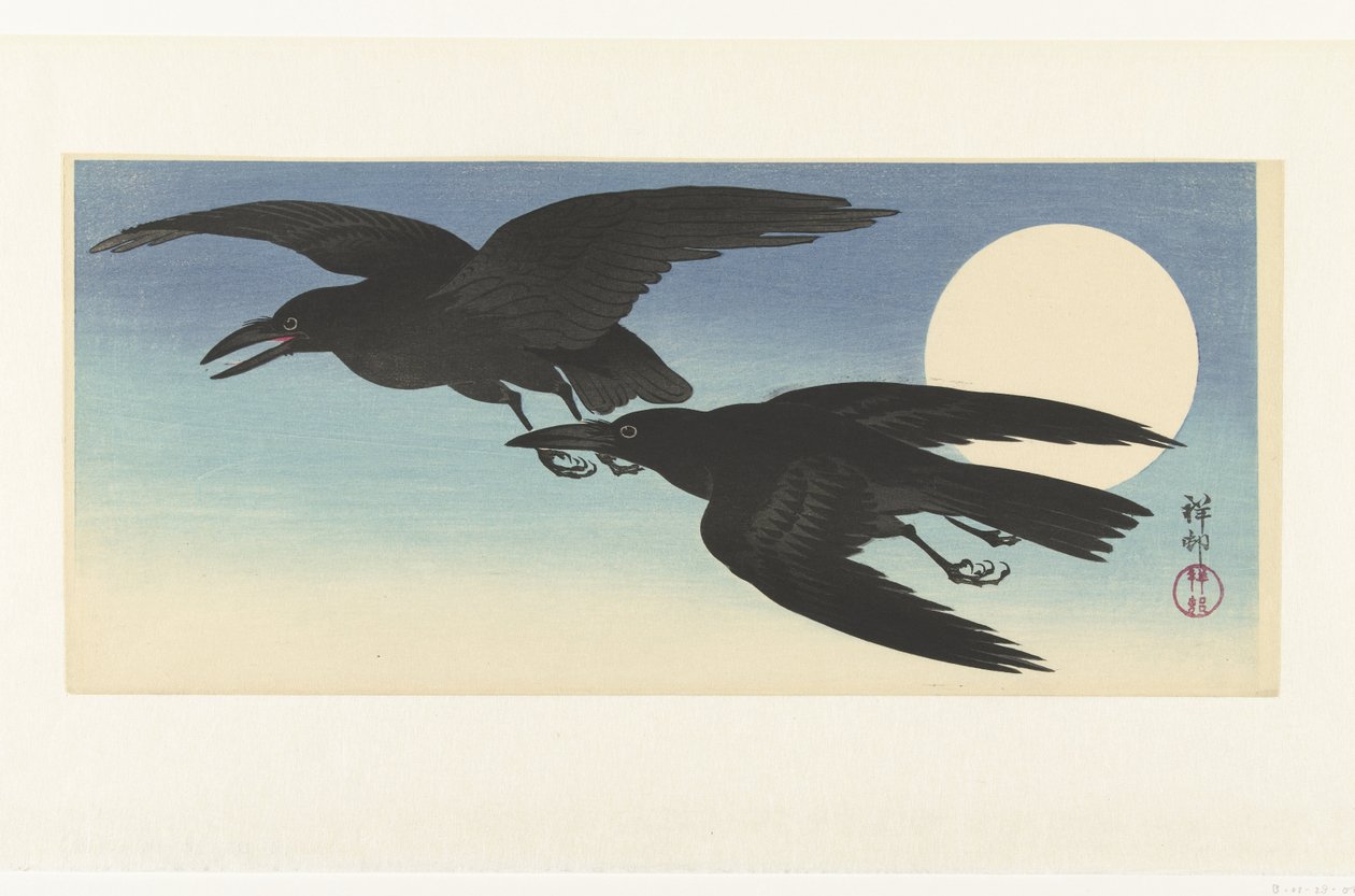 Krähen bei Vollmond von Ohara Koson