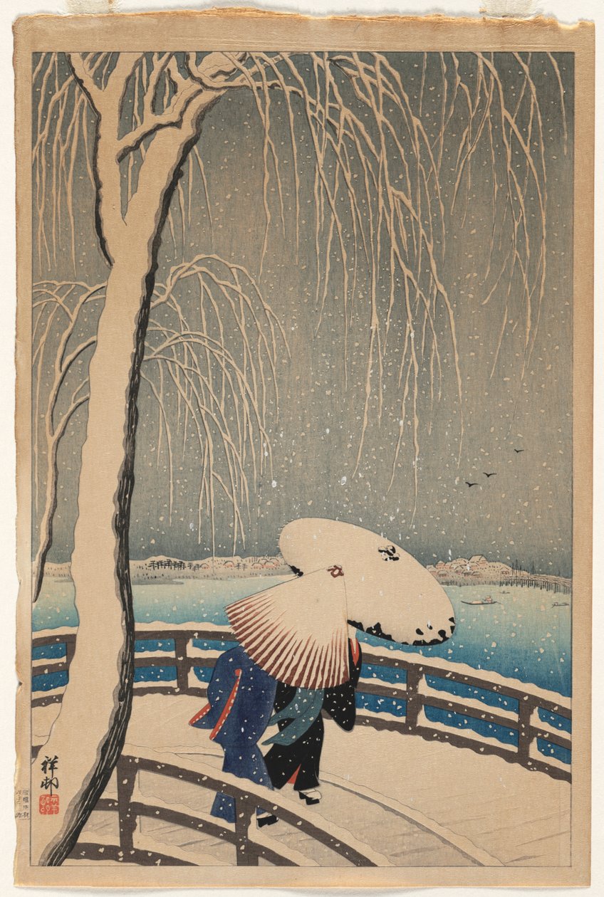 Schirme im Schnee von Ohara Shoson