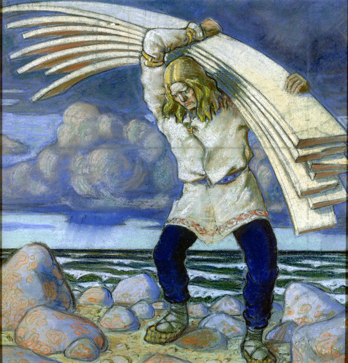 Kalevipoeg trägt die Bretter, 1914 von Oskar Kallis