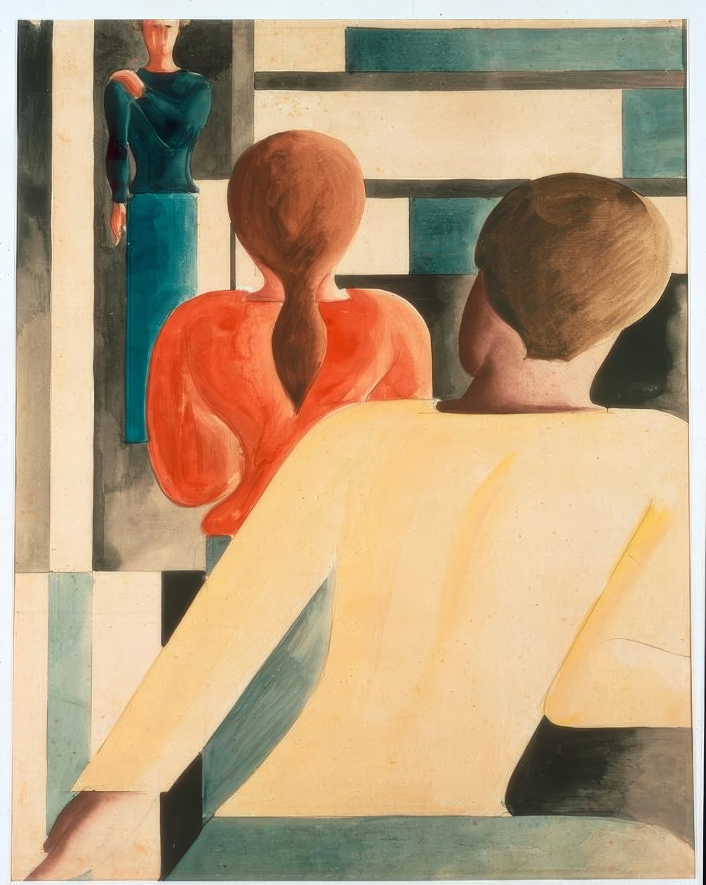 Interieur in Blau, Gelb und Rot von Oskar Schlemmer