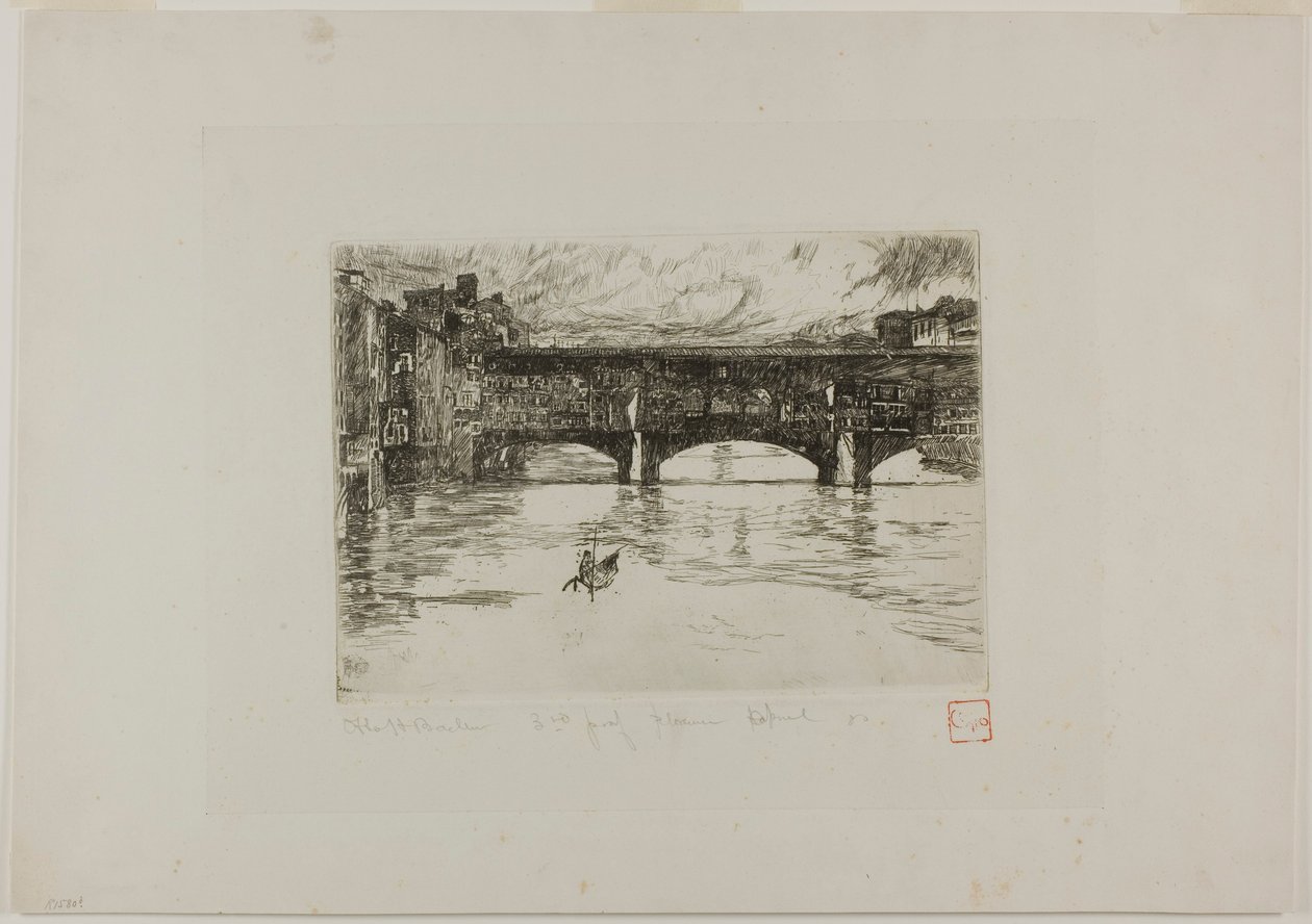 Ponte Vecchio, zerstörte Platte von Otto Henry Bacher