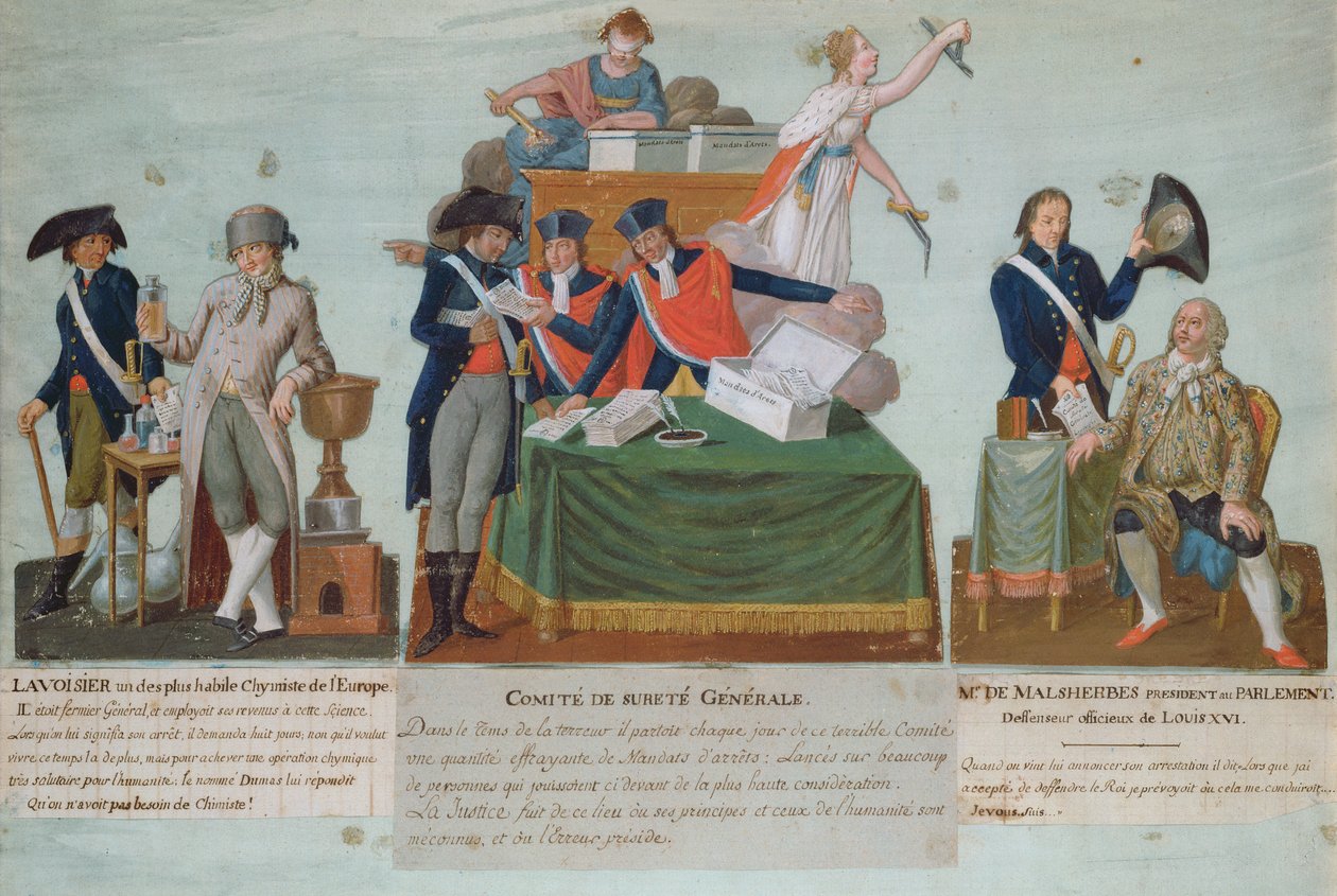 Lavoisier, das Komitee der allgemeinen Sicherheit und Malesherbes, 18. Jahrhundert von P. A. and J.B. Lesueur