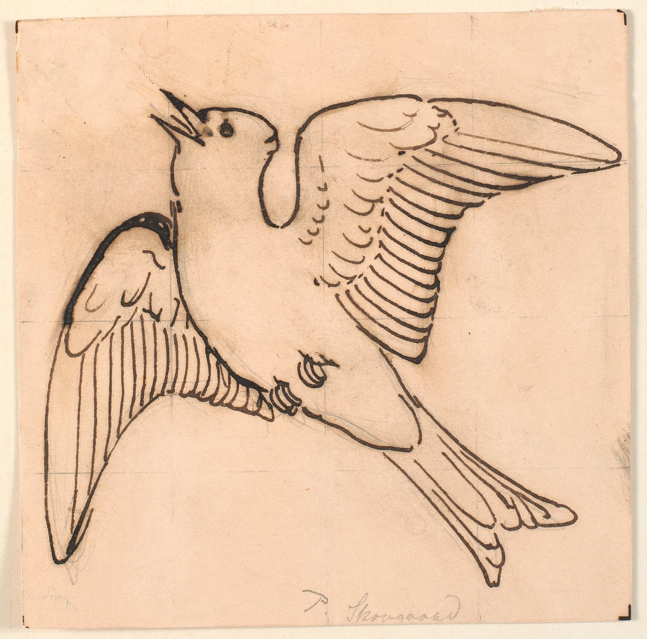 Singende Lerche. Dekorativer Entwurf. von P.C. Skovgaard