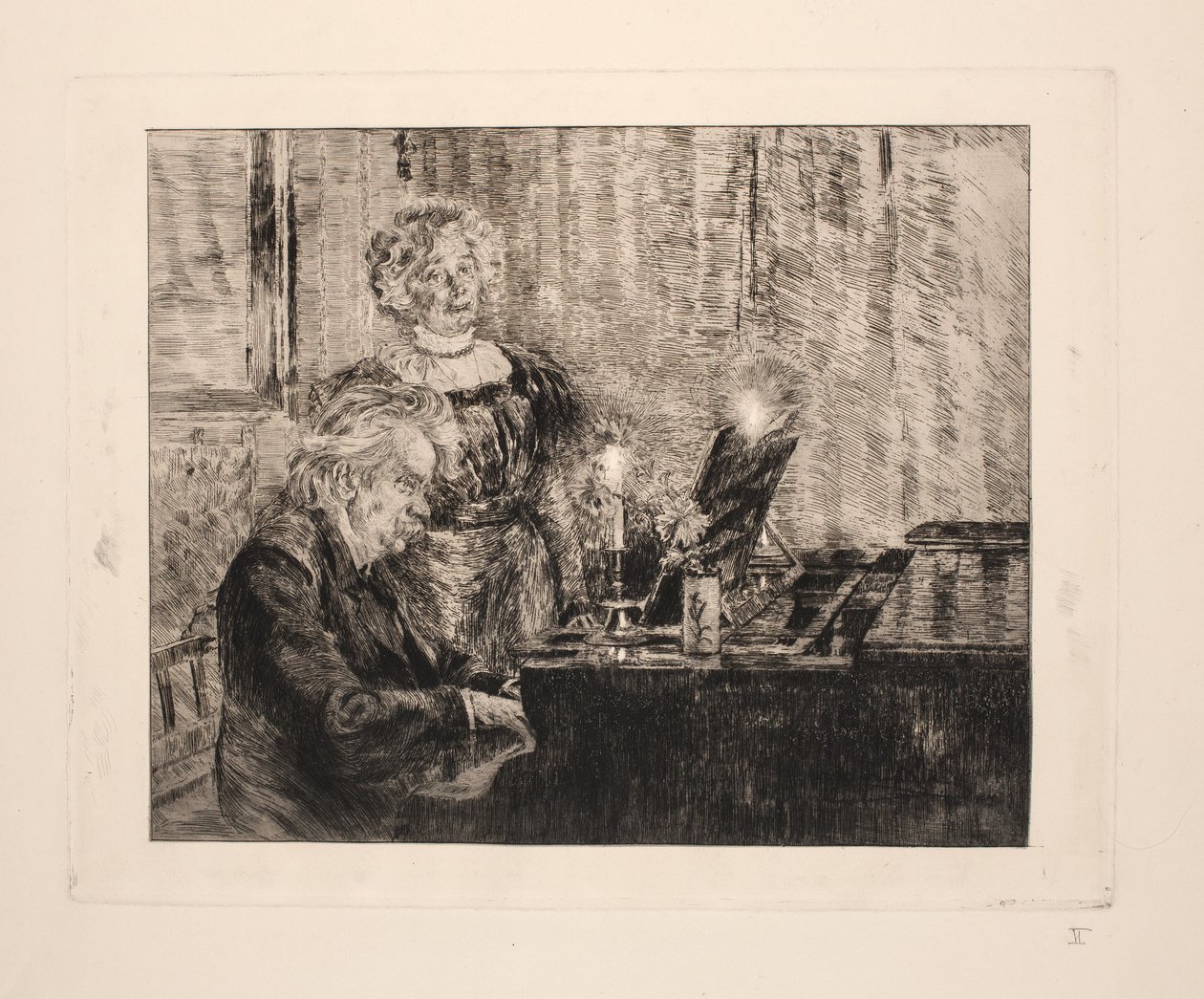 Edvard und Nina Grieg am Klavier von Peder Severin Krøyer