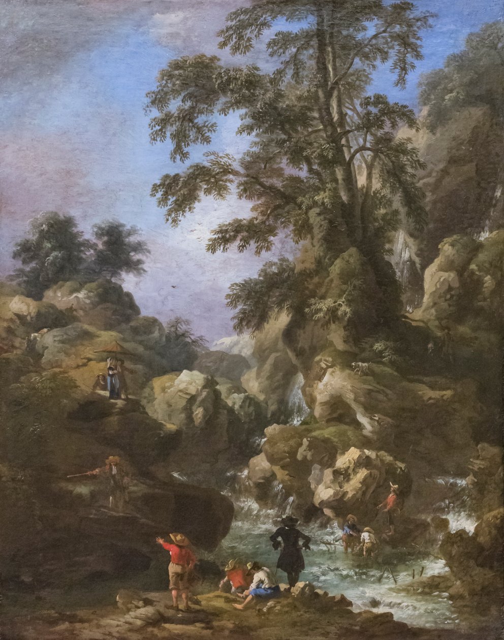 Landschaft mit Wasserfall und Figuren von Pandolfo Reschi