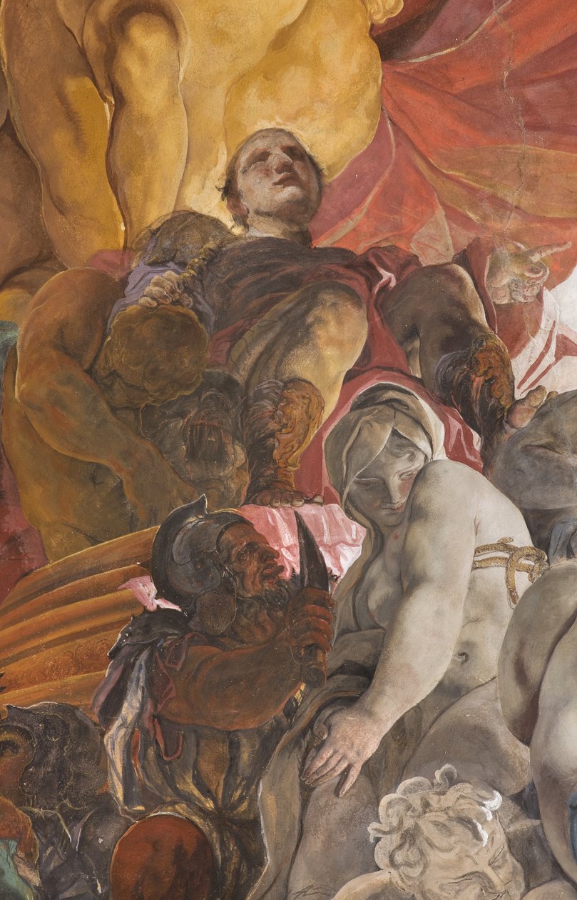 Römischer Richter verurteilt die Heiligen Apollonia, Lucia und Katharina von Alexandria zum Tode, ca. 1696-97 von Paolo Pagani
