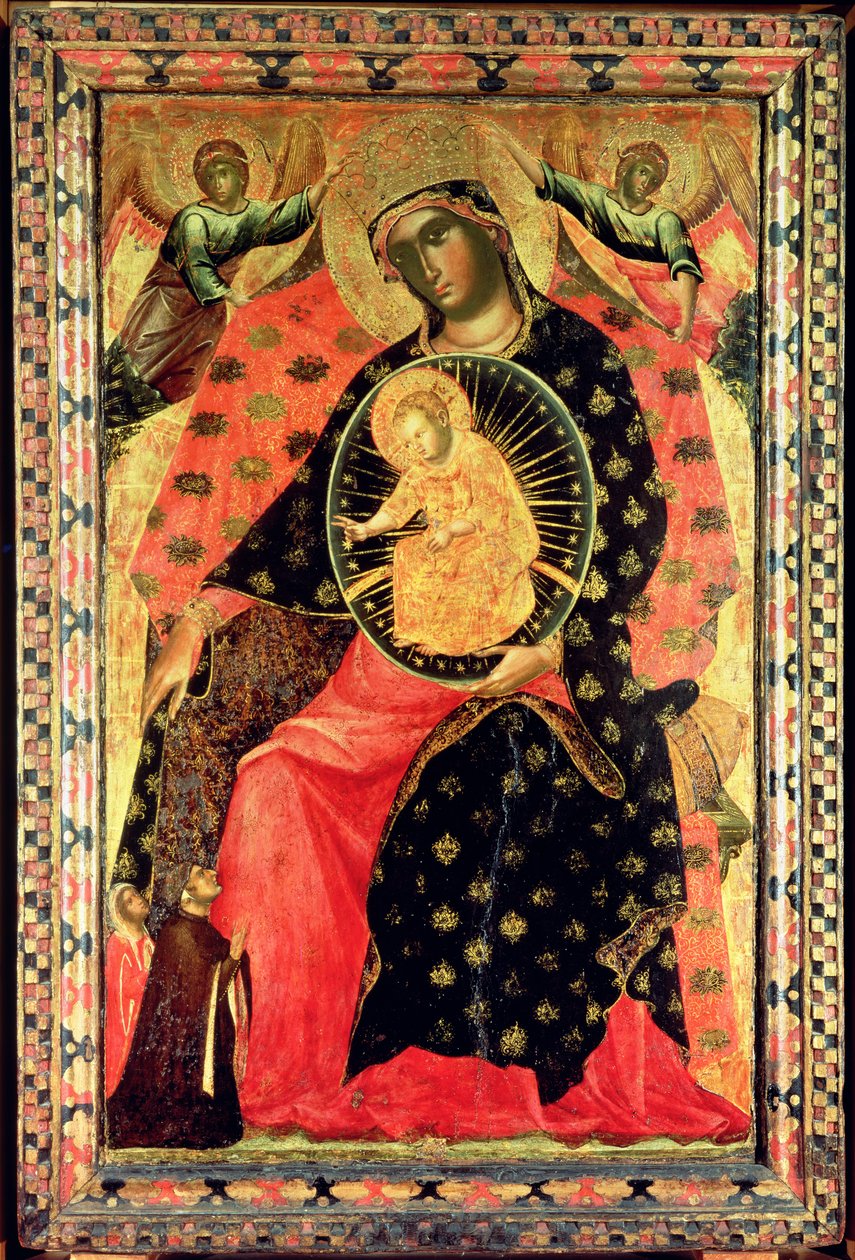 Madonna und Kind auf dem Thron mit zwei frommen Menschen von Paolo Veneziano
