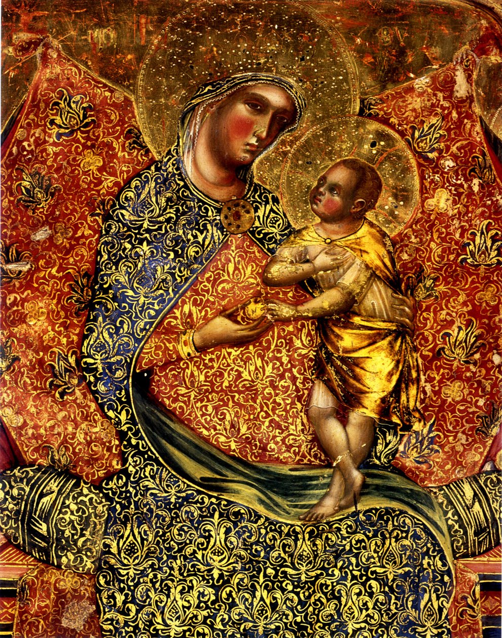 Madonna und Kind auf dem Thron mit zwei Engeln von Paolo Veneziano