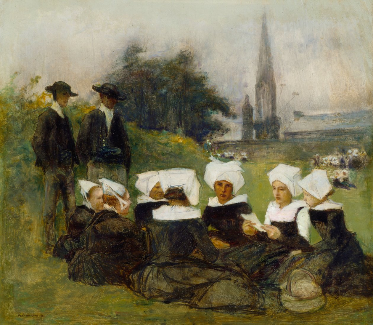 Studie für Bretonische Frauen bei einem Pardon, um 1887 von Pascal Adolphe Jean Dagnan Bouveret