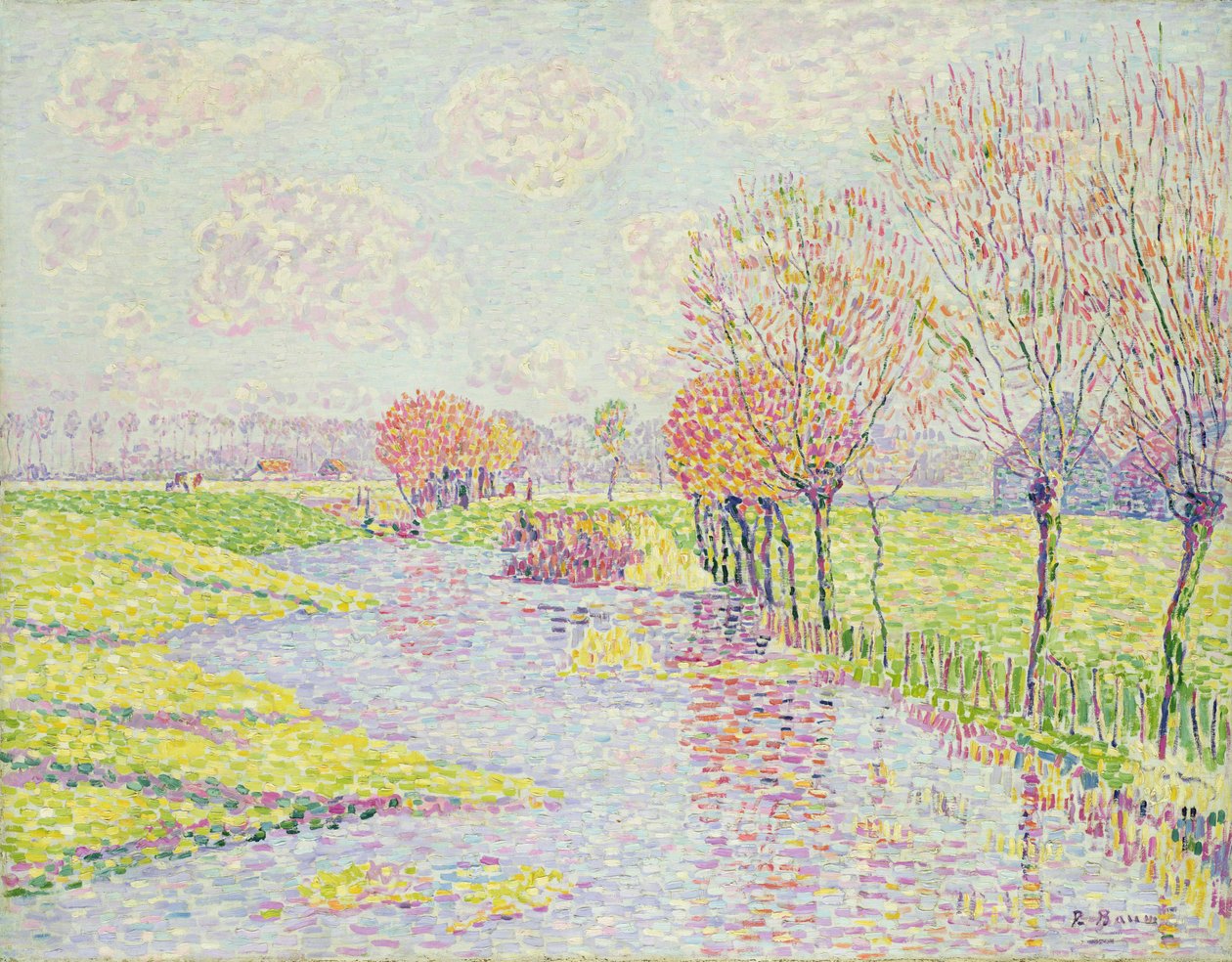 Holland im Spätherbst, Landschaft mit Weiden am Wasser, 1904 von Paul Baum