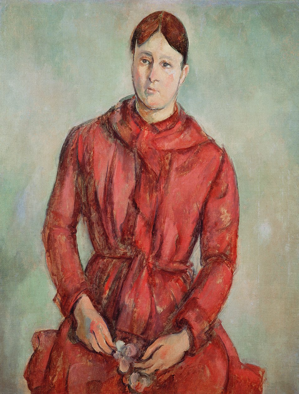 Porträt von Madame Cezanne in einem roten Kleid, ca. 1890 von Paul Cézanne