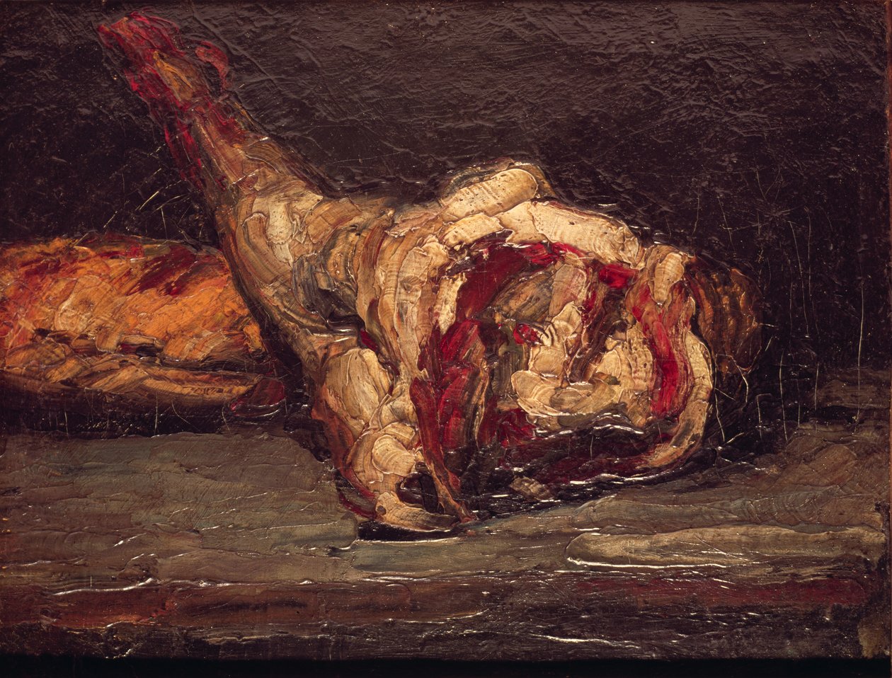 Stillleben mit einem Hammelkeule und Brot, 1865 von Paul Cézanne