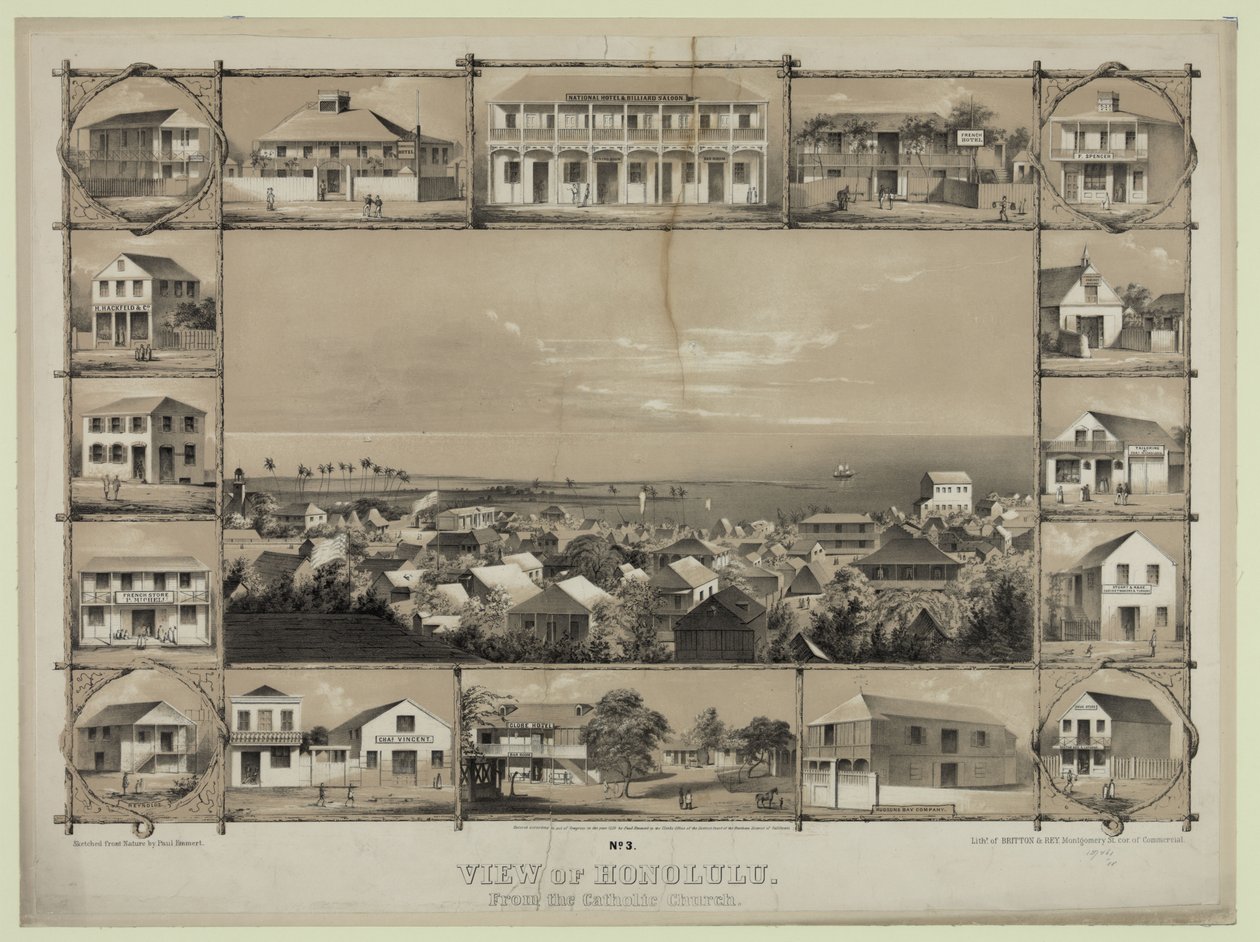 Nr. 3. Ansicht von Honolulu. Von der katholischen Kirche von Paul Emmert