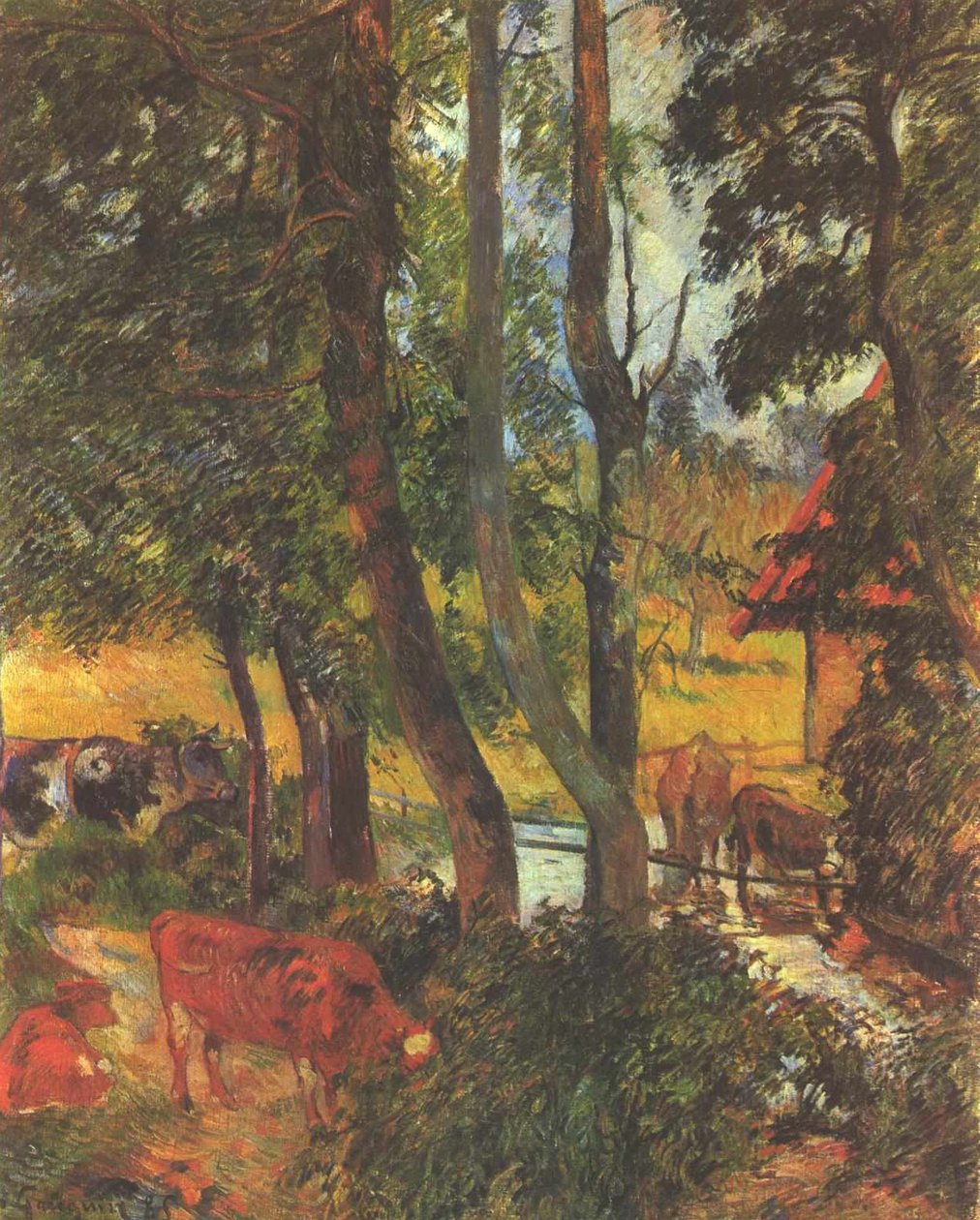Kühe an der Tränke von Paul Gauguin