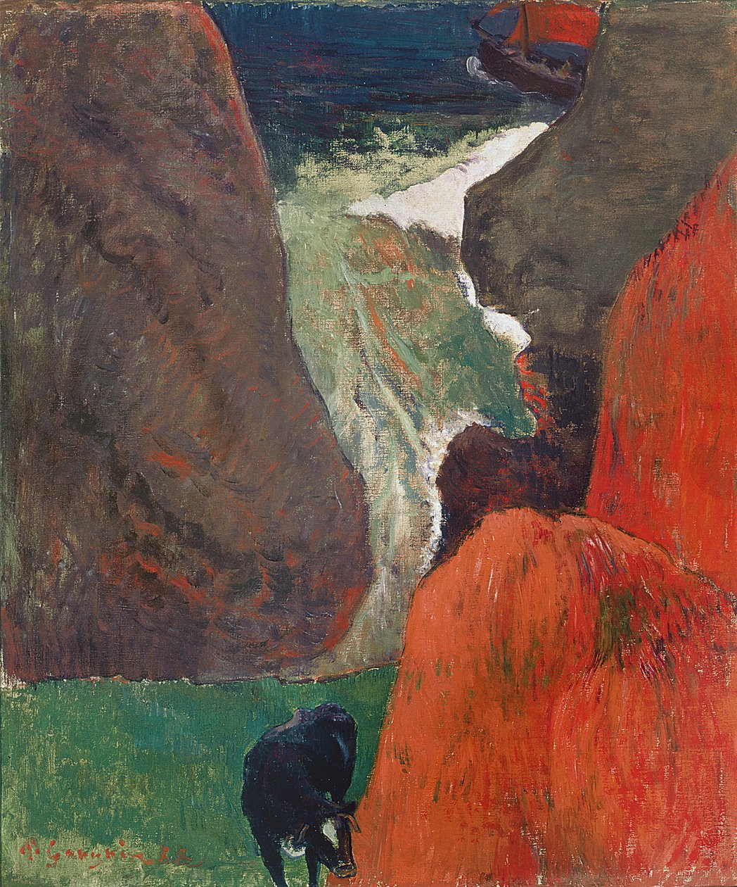 Meereslandschaft mit Kuh. Am Rand der Klippe, 1888 von Paul Gauguin