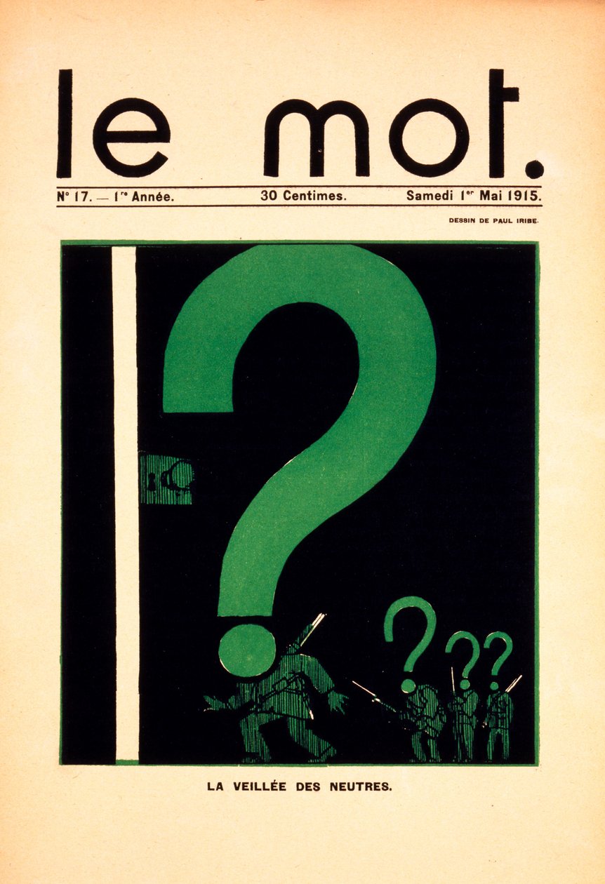La Veillée des Neutres, Titelbild der Zeitschrift 
