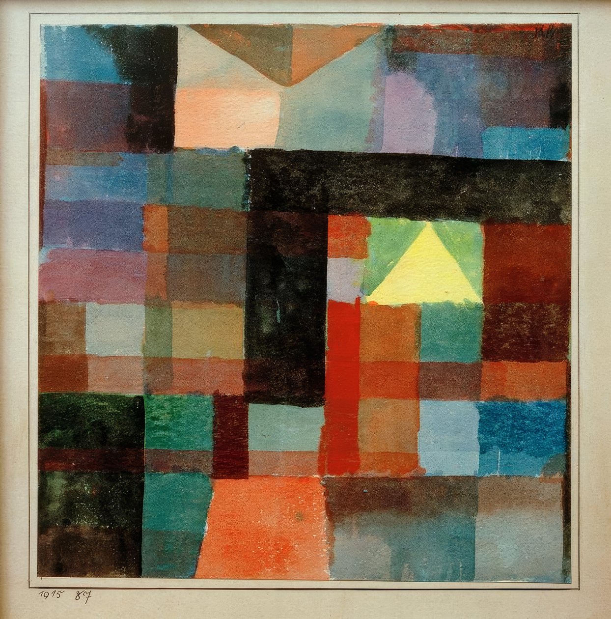 Raumarchitektur mit der gelben Pyramide / kalt-warm von Paul Klee