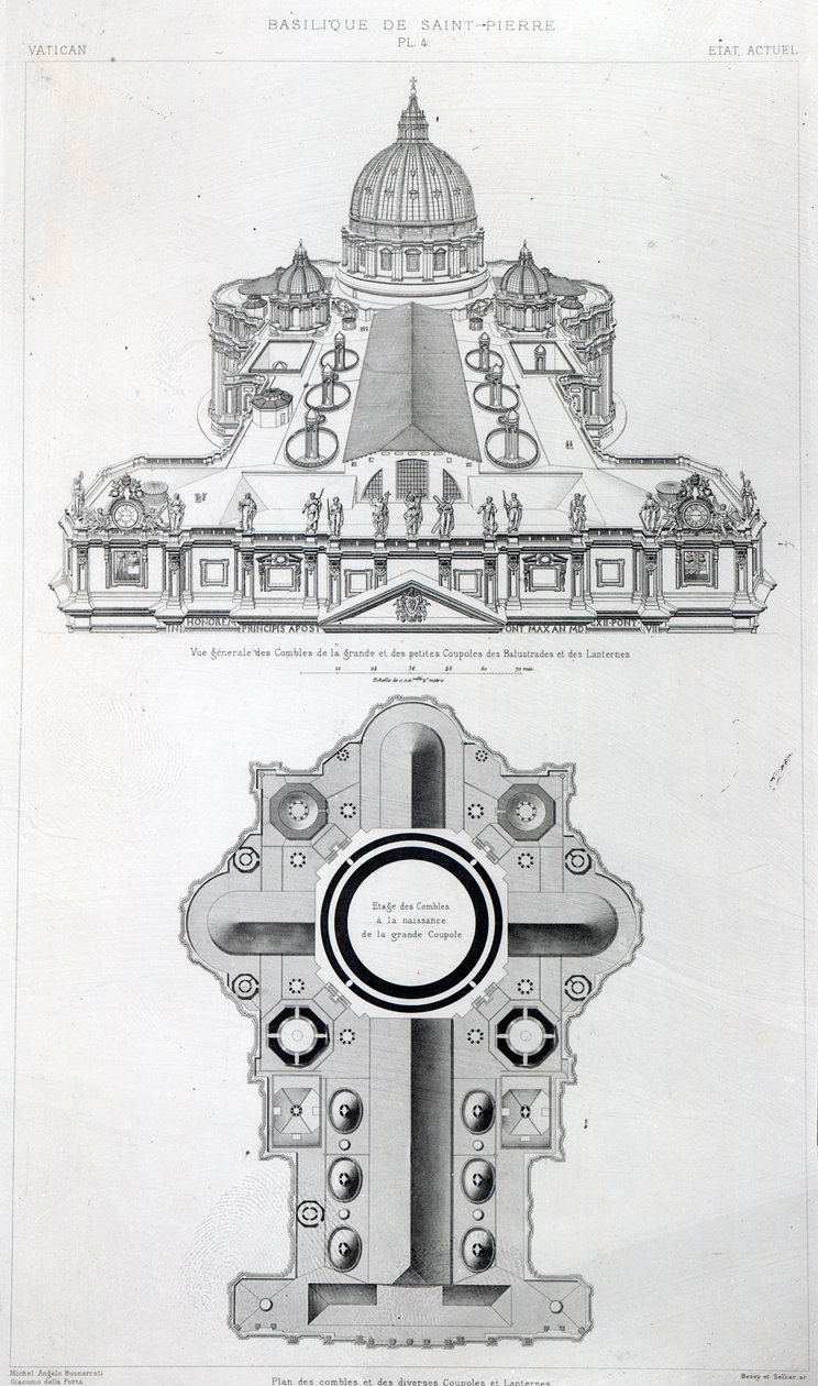 Plan des Daches von St. Peter, Rom aus Letarouillys 